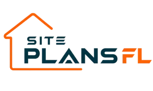 Site Plans FL logo featuring an orange outline of a house with the text ‘SITE PLANS FL’ in dark blue and orange on a light background.