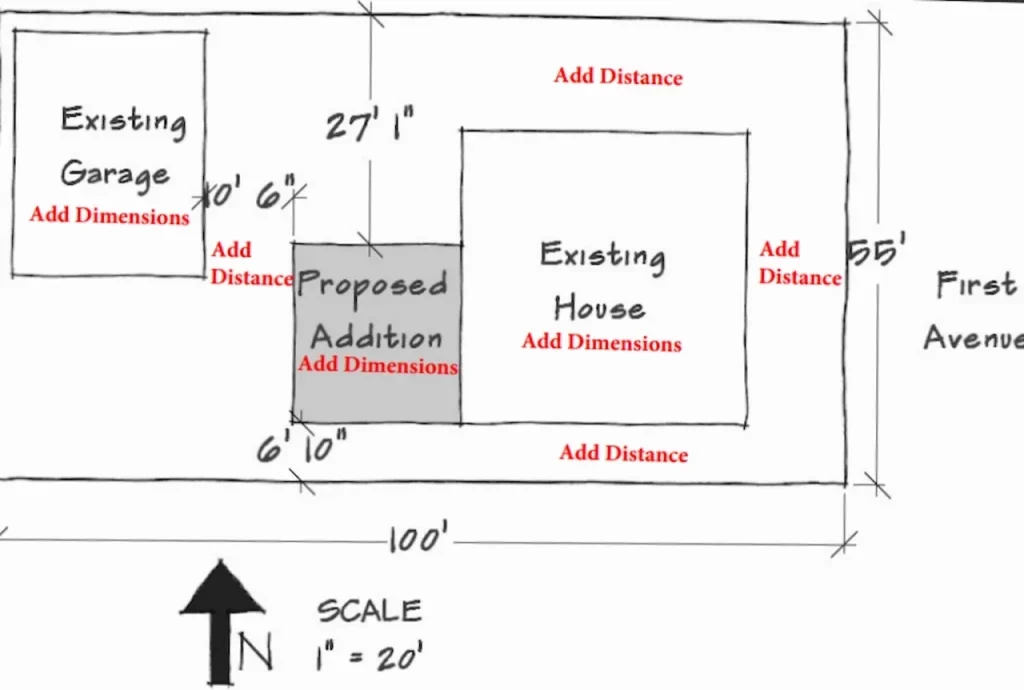 Florida building permit site plan with property dimensions and house layout.