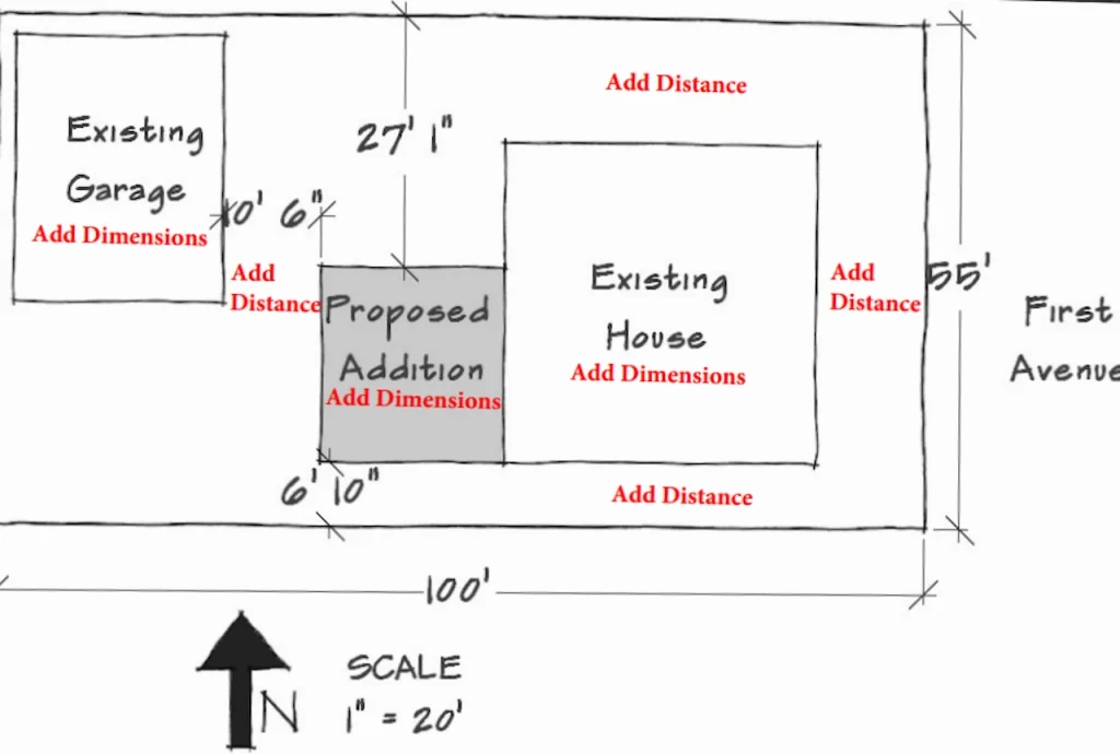 Florida building permit site plan with property dimensions and house layout.