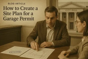 Garage permit site plan review for a Florida residential construction project.