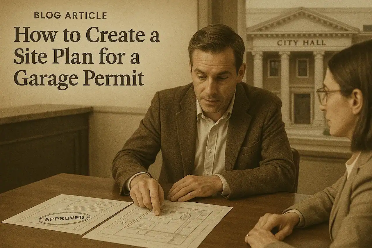Garage permit site plan review for a Florida residential construction project.