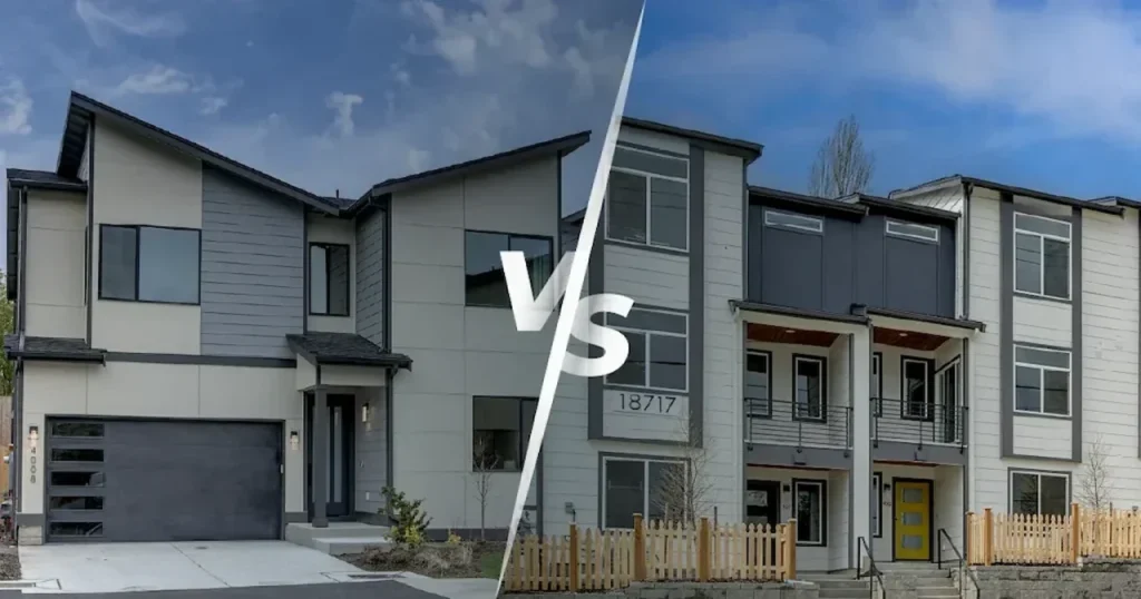 Residential homes with attached and detached garage designs for permit planning.