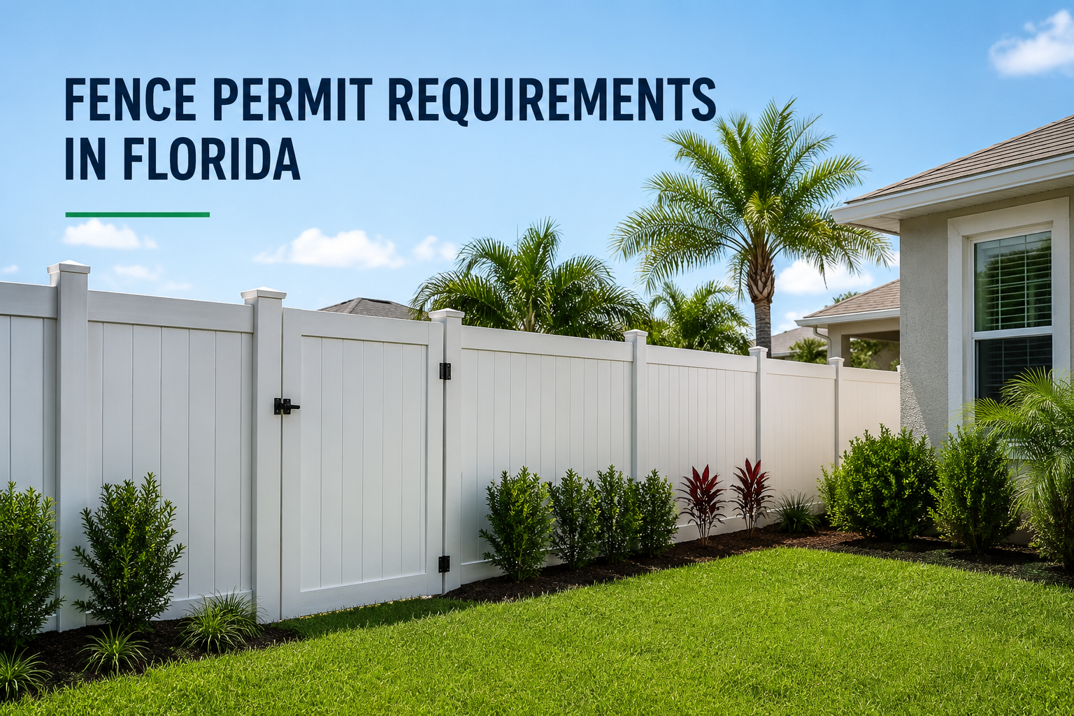 Fence permit Florida site plan showing property boundaries, fence layout, setbacks, and existing structures.