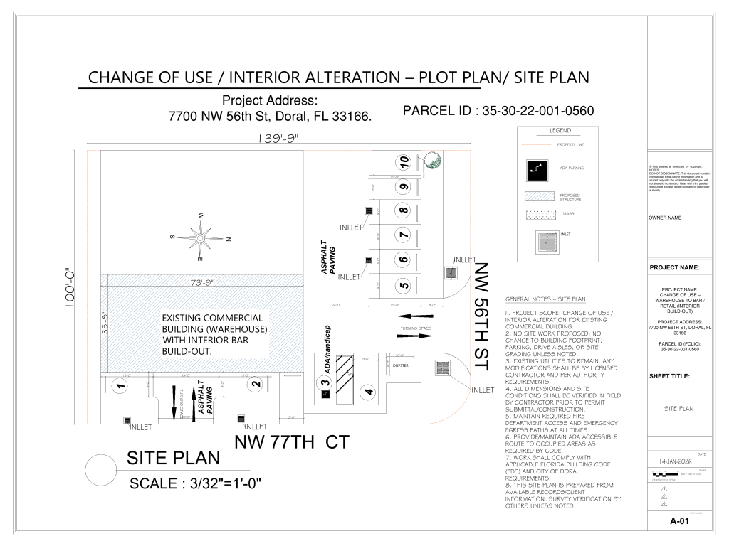 Commercial Warehouse Change of Use & Interior Build-Out, Doral, FL