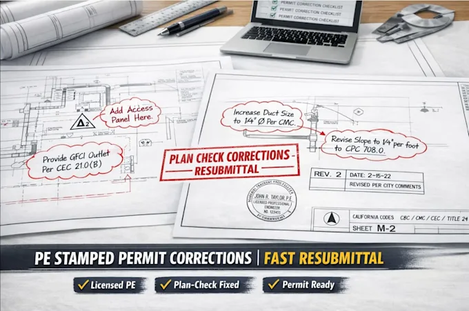 Florida permit correction and PE engineering resubmittal drawing review