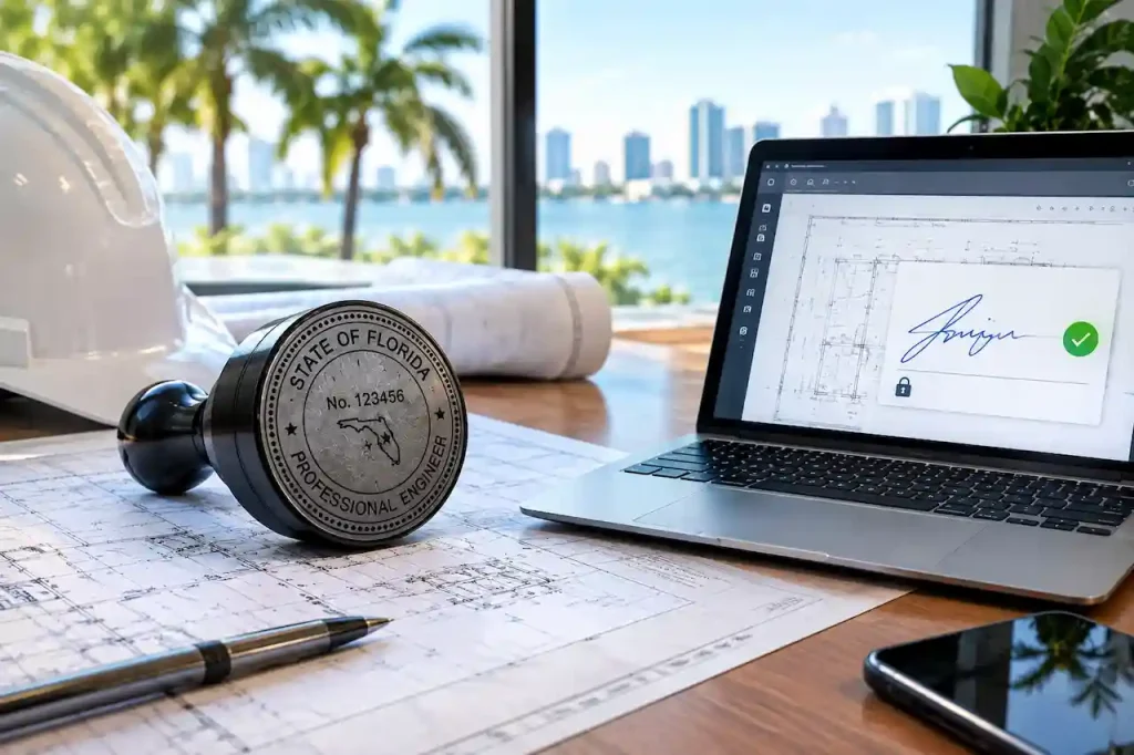 Florida PE seal vs digital signature with PE seal and digital signing