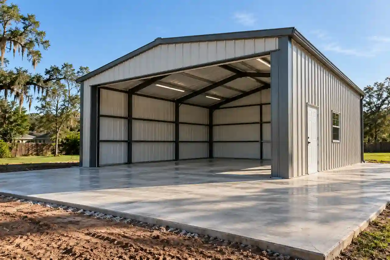existing slab for metal building supporting a metal building in Florida