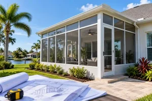 Florida sunroom and enclosed porch addition on a residential home