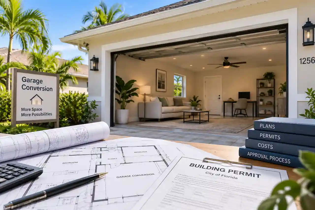 Florida garage conversion permit guide with plans, costs, and approval documents