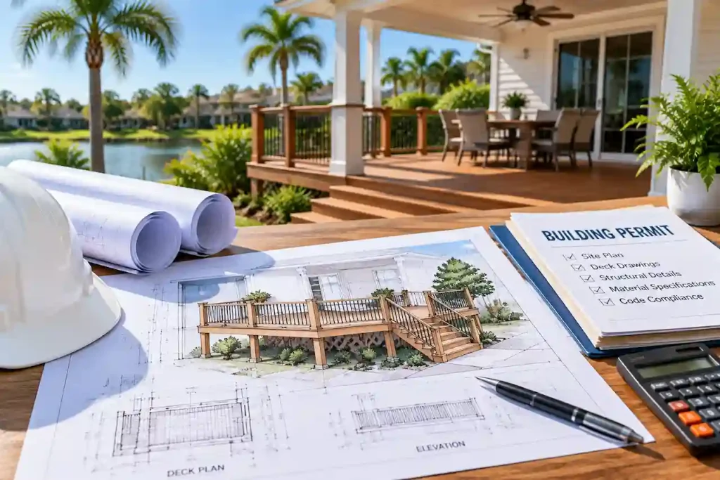 deck permit plans Florida showing construction drawings and building permit requirements