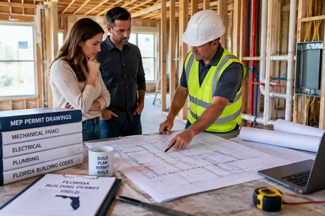 MEP permit drawings Florida residential drawngs reviewed during construction planning